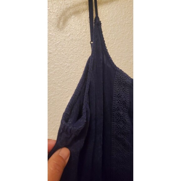 Old Navy Fall Cottage Core Navy Blue Fit & Flare Cami Dress XXL Lace Accent - Picture 7 of 16